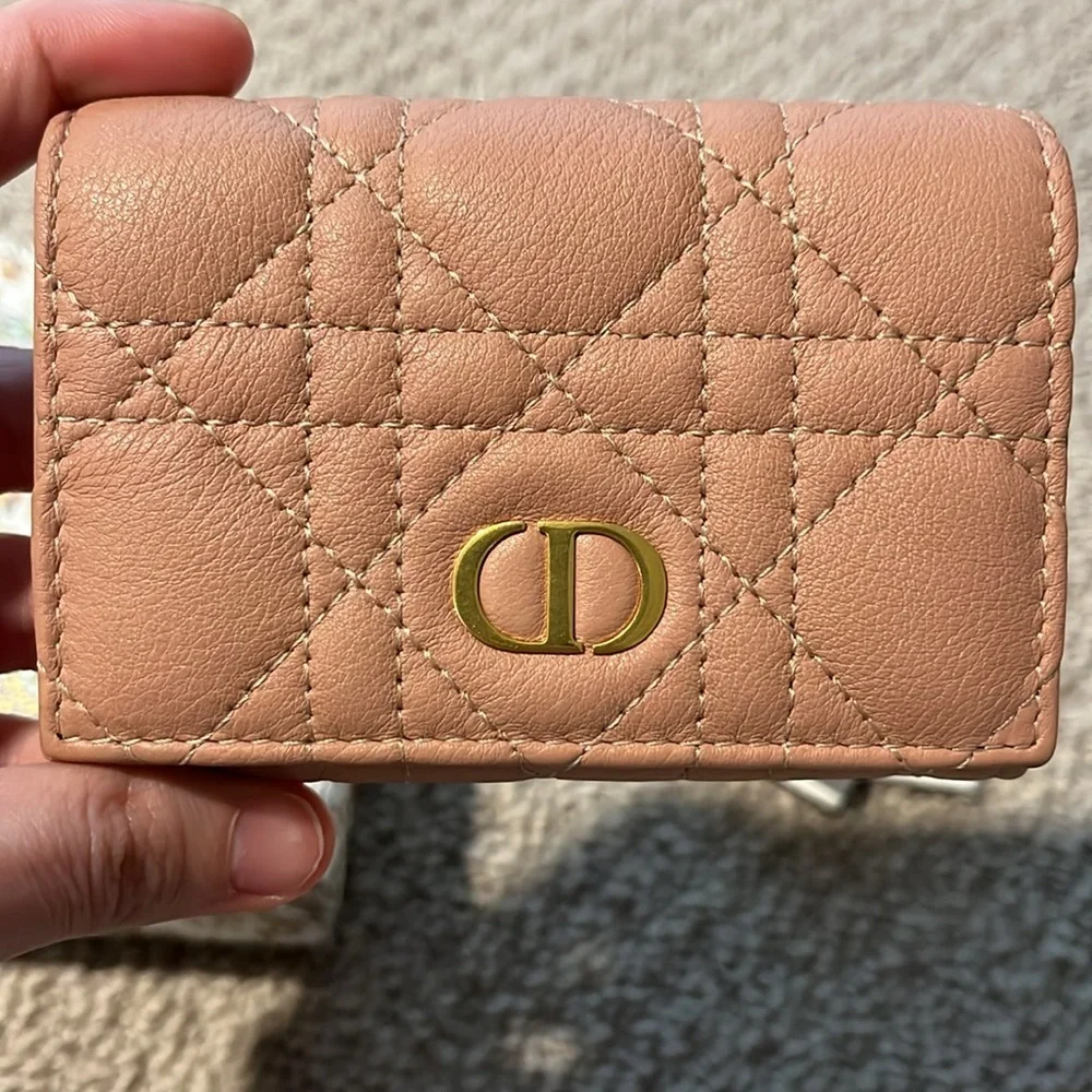 Dior Caro Glycine Wallet in Rose de Vents Supple Cannage Calfskin S5132UWHC_M49P